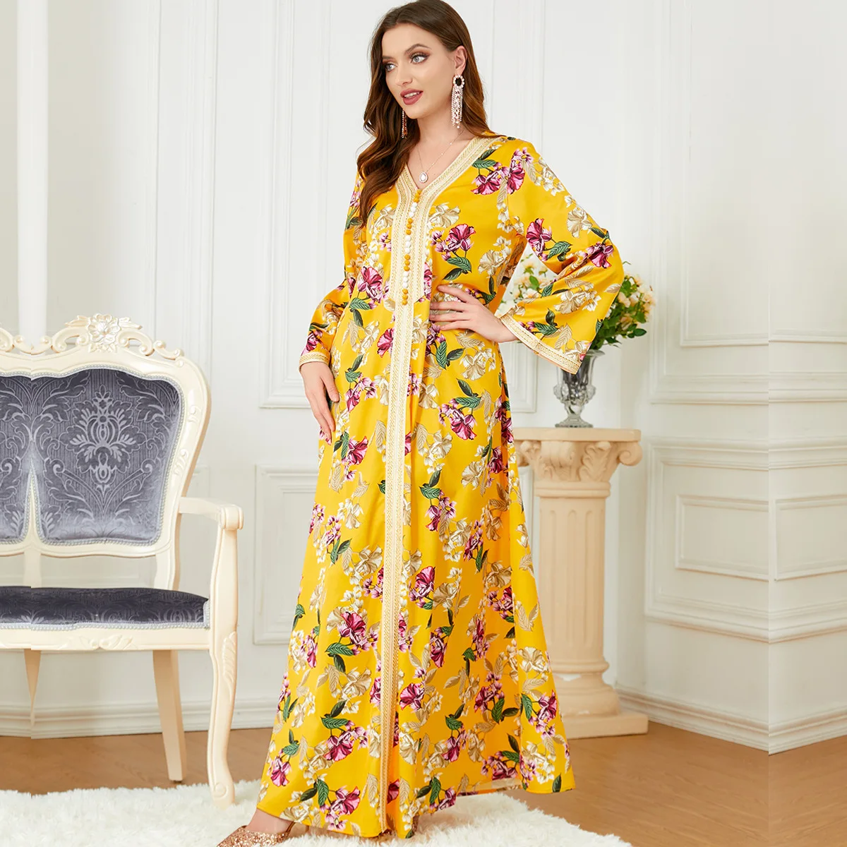 

Wepbel Women Islamic Clothing Abaya Dress Robe Dubai Jalabiya Abaya Stitching Long Sleeve Luxury Caftan Ramadan Hijab Kaftan