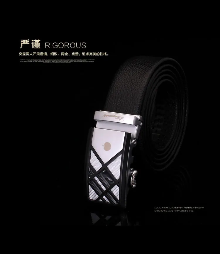 GOSLOON-Men's Belt Metal Automatic Buckle Brand High Quality Luxury Men's Black Cowhide Belt (3 years warranty)