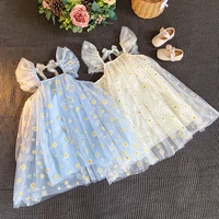 girls little daisy floral mesh backless princess dress summer kids party daily dresses for girls toddler girl birthday clothes