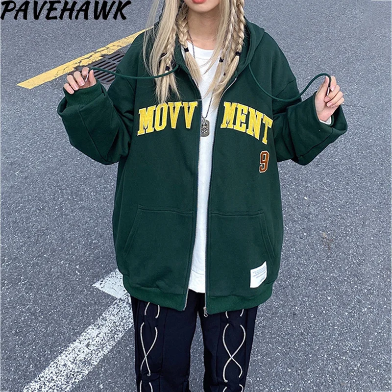 Женское пальто уличная одежда толстовки на молнии с буквенным принтом винтажный