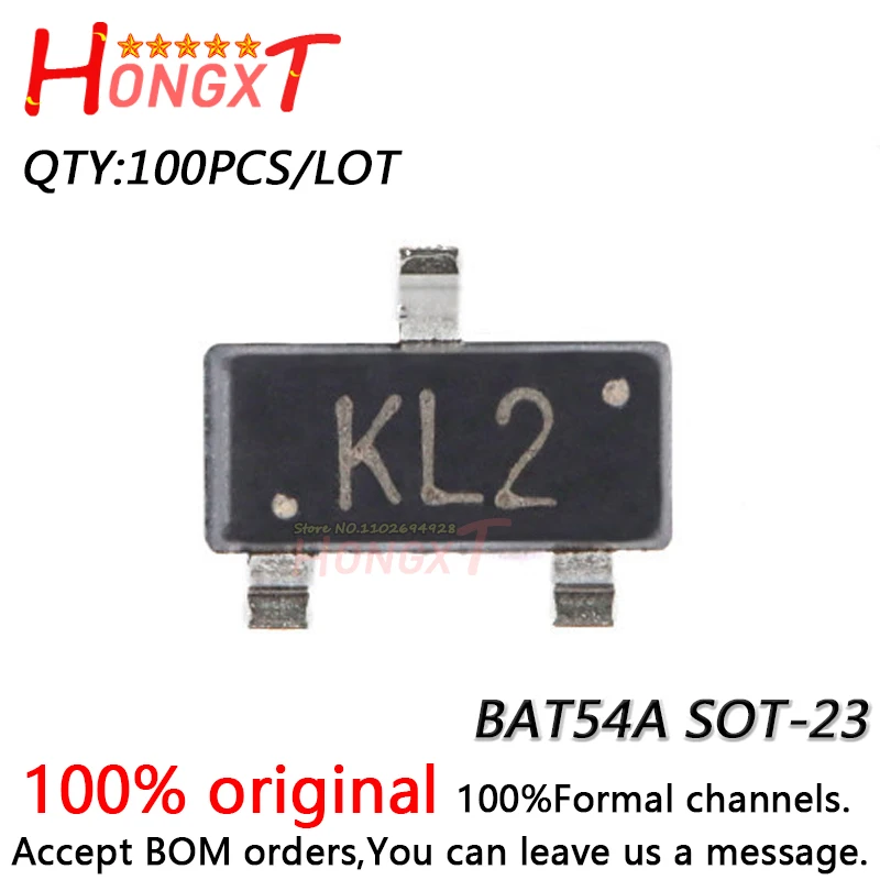 

100PCS 100% NEW UMW BAT54A KL2 SOT-23 30V/200mA.