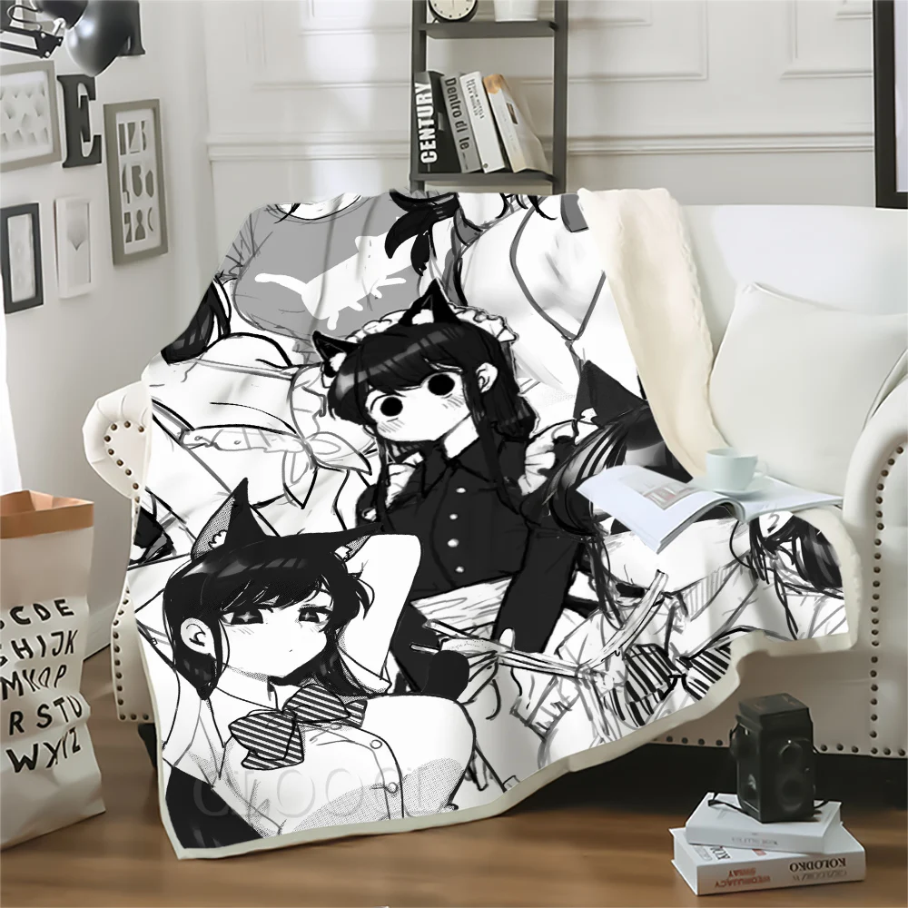 

CLOOCL Double Layer Blanket Anime Komi Can't Communicate 3D Printed Throw Blankets for Bed Teenager Home Decoration Aldult Quilt