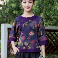 2022 chinese traditional top qipao shirt woman cheongsam style shirt chinese blouse mandarin collar exquiste clothing for women
