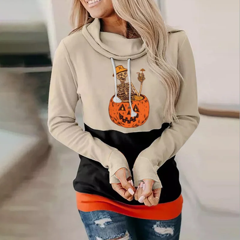 

Lady Loose Fashion Hoodie 2021 Winter Autumn Casual Women Halloween Horror Print Hooded Sweatshirt Party Long Sleeve Pullover