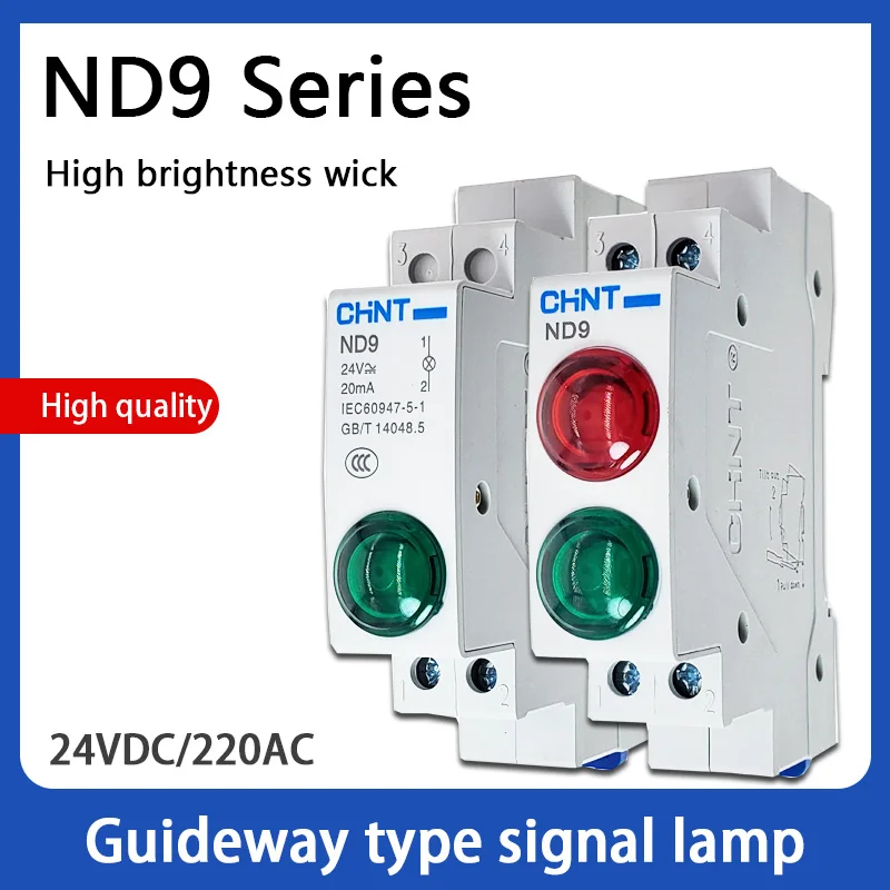 

CHINT LED Signal Lamp ND9 Series AC/DC 230V 24V 220V Pilot Lights Din Rail Mount Indication Light RED GREEN Lamp Indicator Light