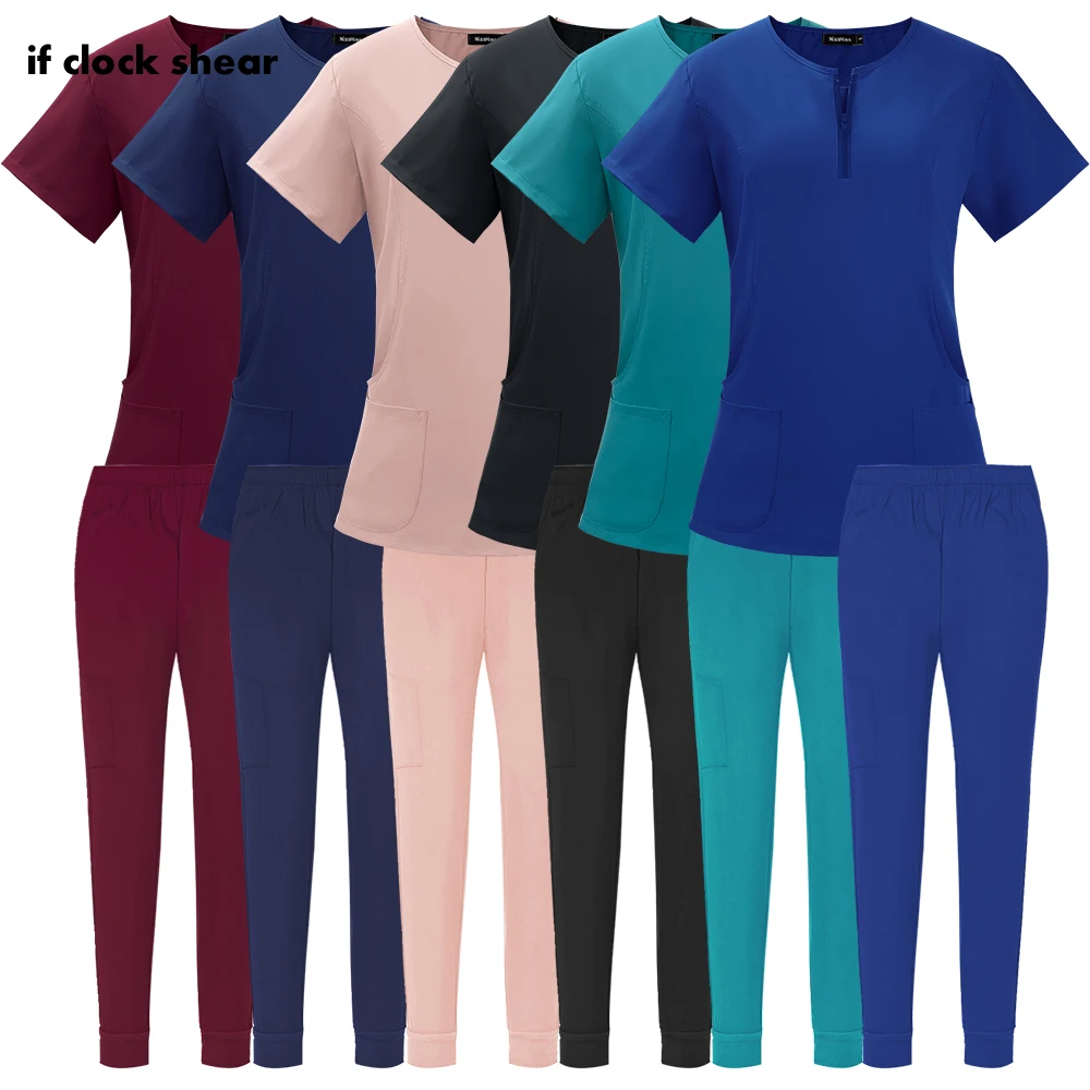 

Multiple Color Nurse Uniform Hospital Doctor Medical Sets Dental Clinic Work Clothes Nursing Tops Jogger Pants Womens Scrub Sets