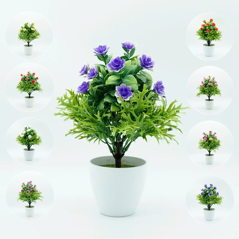 

Simulation Bonsai Maple Leaf Violet Plastic Fake Flower Potted Artificial Plant Green Ornaments Small Tree For Home Decoration