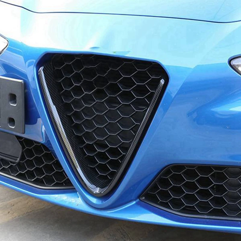 

AU05 -Car Front Bumper Air Grilles V Frame Decoration Trim Sticker Logo Cover Accessories For 17-20 Alfa Romeo Stelvio