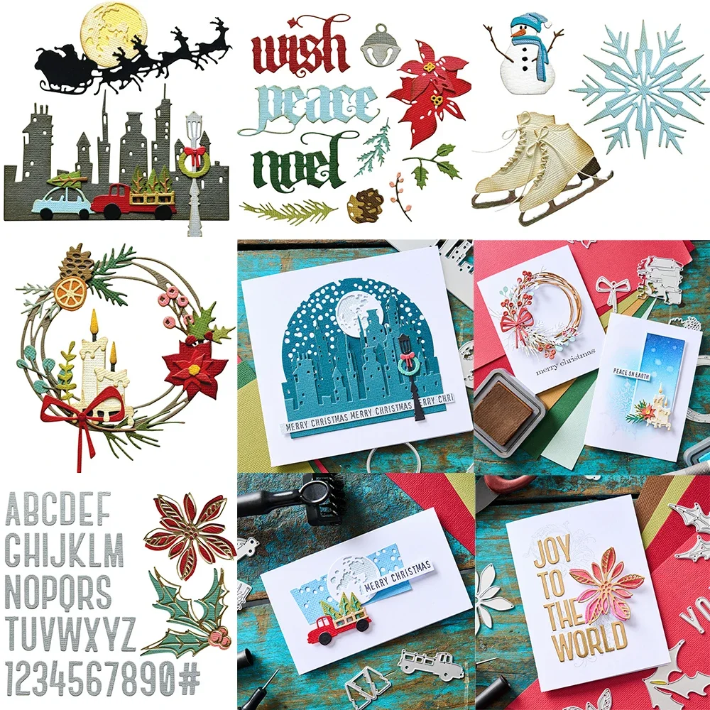 2024 Новый Рождественский венок Снежинка Санта-Клаус Металлические штампы DIY