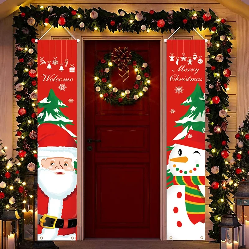 Christmas Door Decoration Merry Christmas Banner Decor for Home Hanging Xmas Ornament Happy New Year Gift