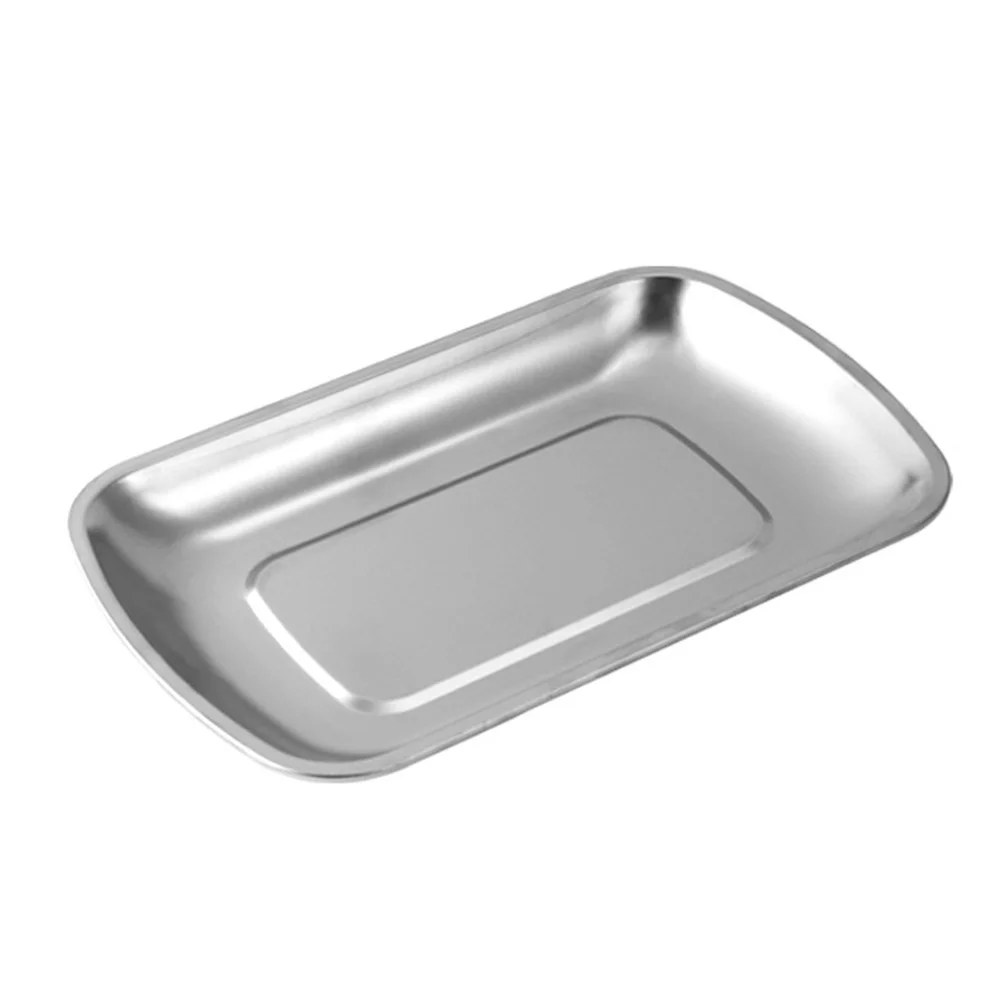 

1pc Stainless Steel Snack Plate Dessert Plate Food Serving Tray for Home Shop