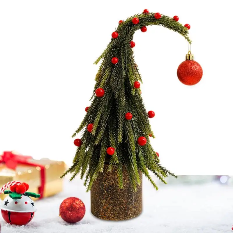 Изогнутая рождественская елка Зеленая искусственная Маленькая елочная
