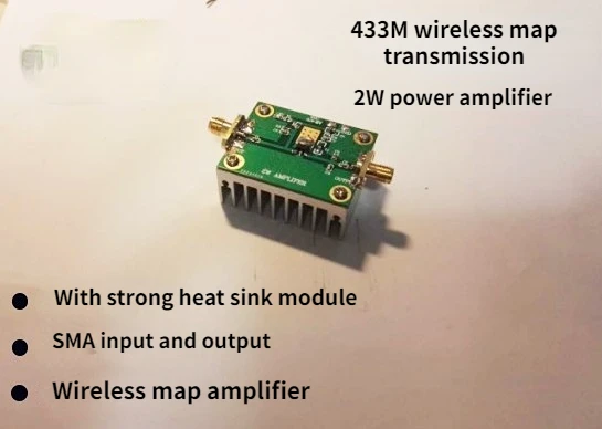 

433M Wireless Video Transmission Amplifier 2W Power Amplifier Wireless Video Transmission Amplifier 433M RF Power Amplifier