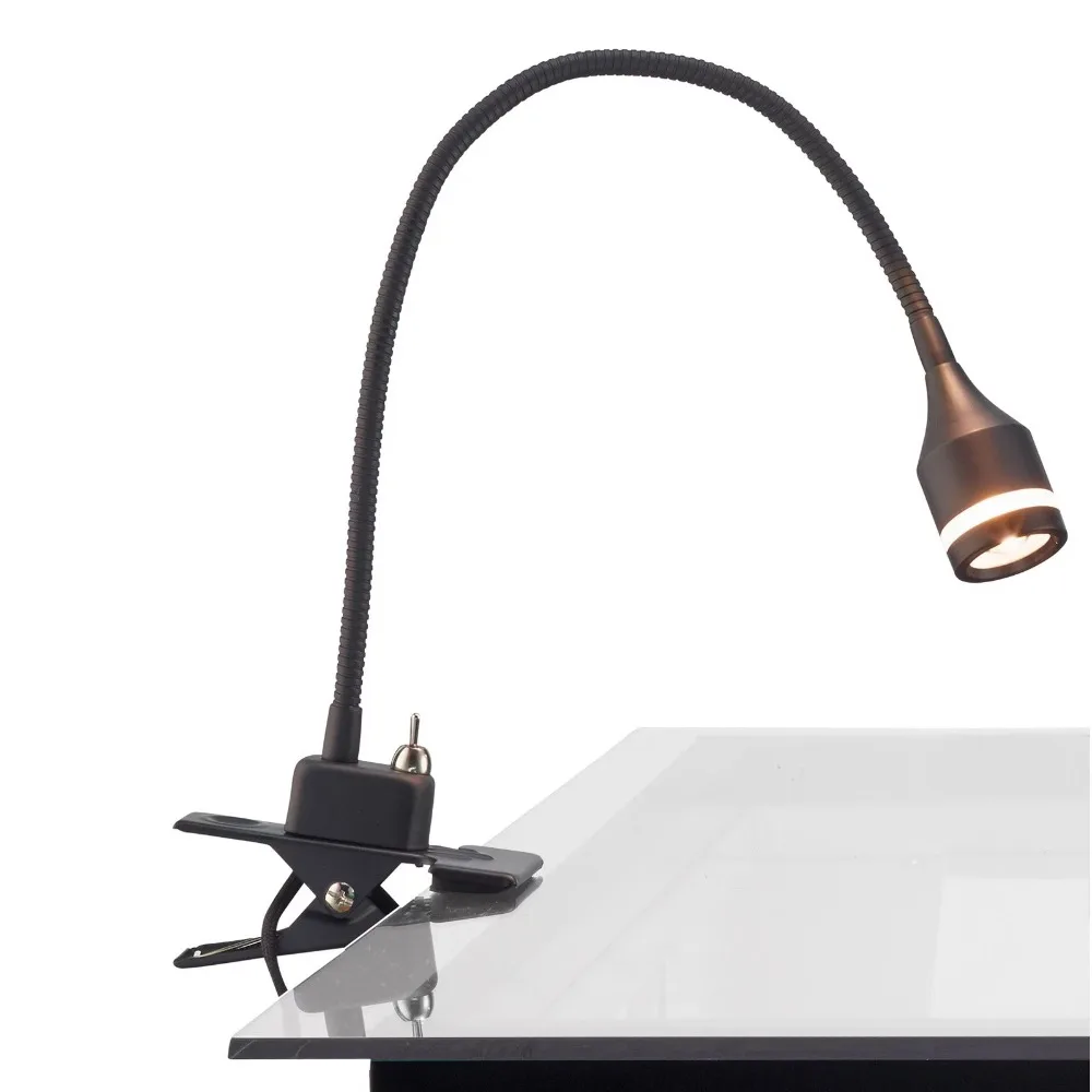 

Black Clip Light Swing Arm with Lampshade Reading Light Can Be Activated By Rotating Touch