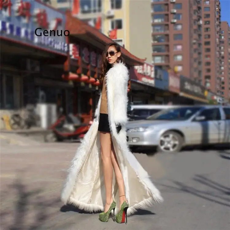 Sexy Autumn Winter Long Teddy Coat Women Casual Solid  Thick White Faux Fur Coat Jackets Black Fur Furry Coat Coats
