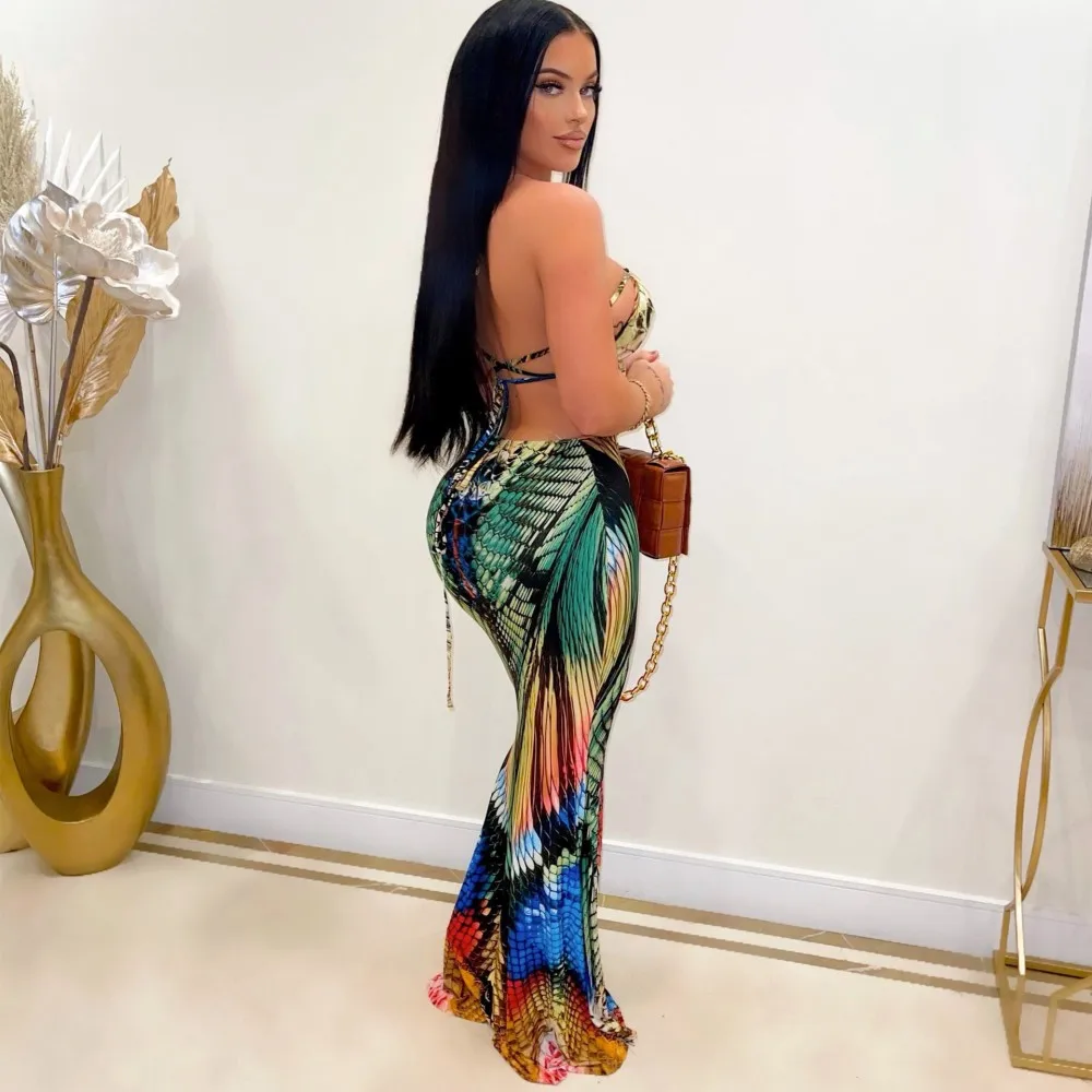 Сексуальное женское платье в африканском стиле юбка-годе длинная юбка с принтом