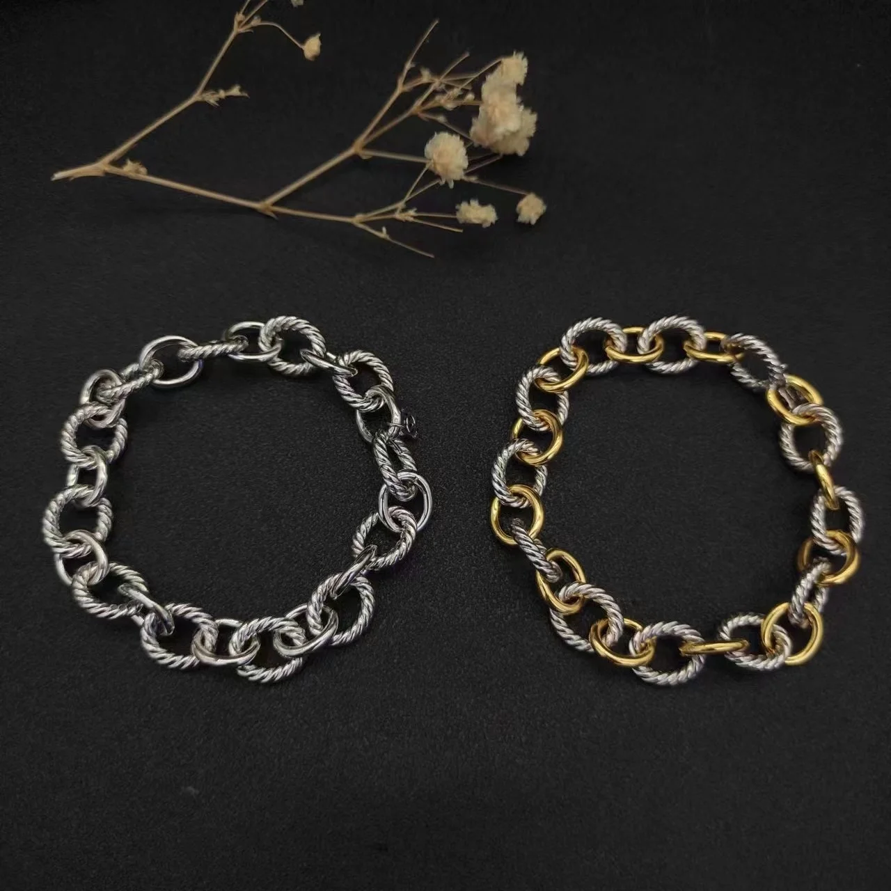 

David Yurman High Quality Classic Double Ring Sterling Silver Bracelet