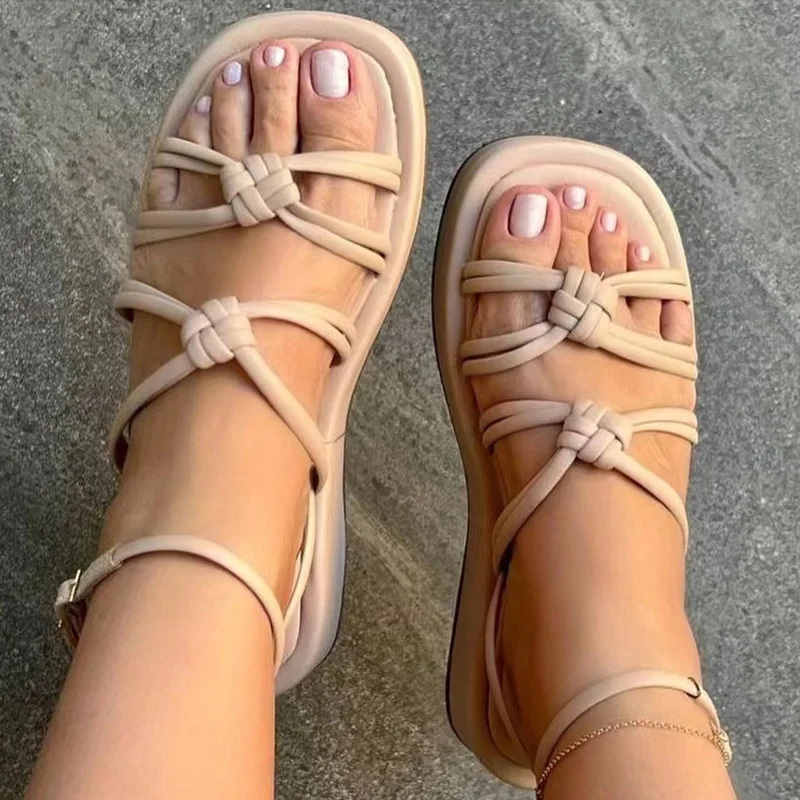 

Women Sandals Ankle Strap Heels Sandals For Summer Shoes Women Bohemian Platform Sandalias Mujer Flat Heeled Sandals Female