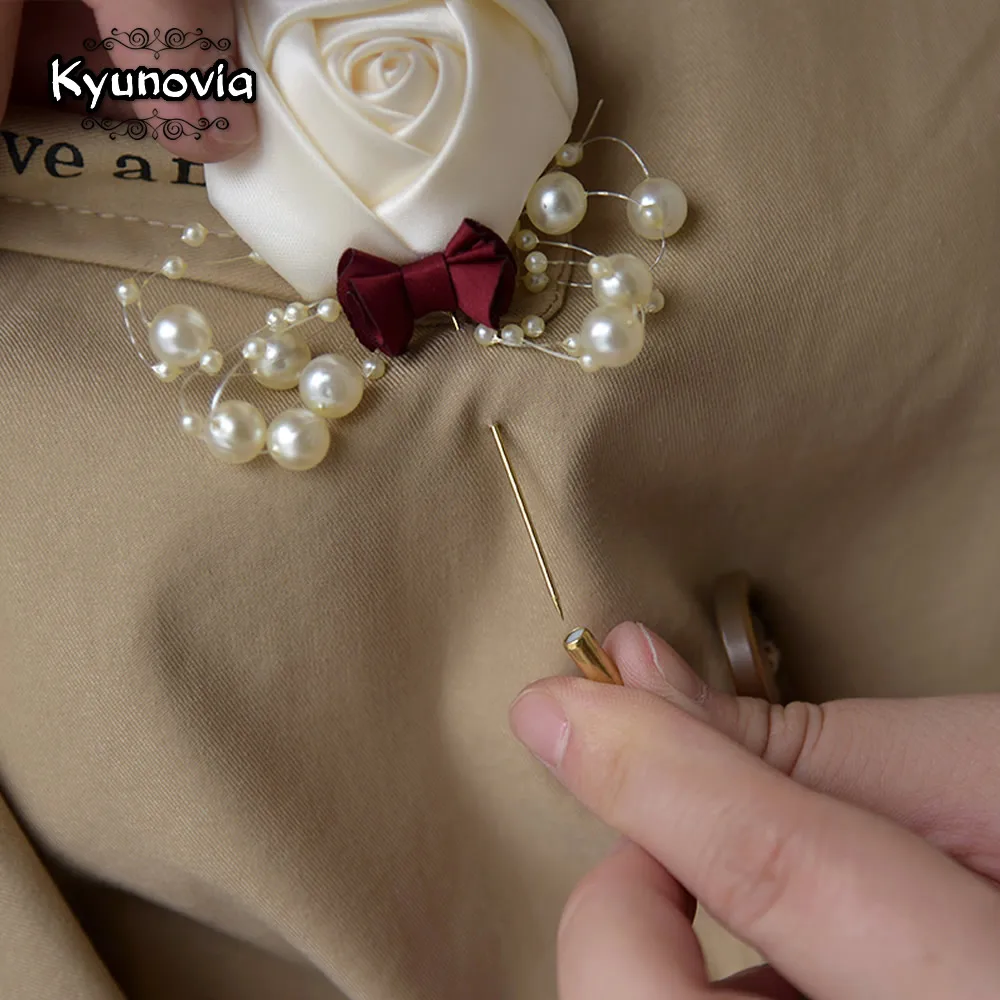 

Kyunovia Wedding Prom Corsage Ceremony Flower Brooch Wedding Boutonnieres Groom Groomsmen Buttonhole Flowers Boutonniere FE89