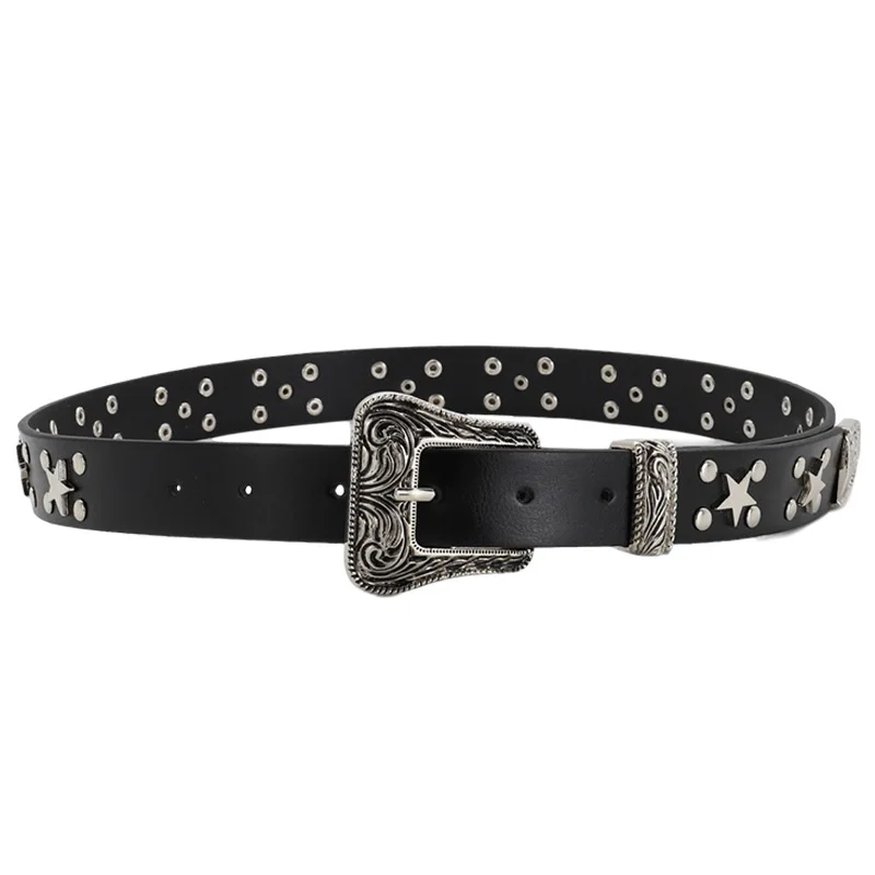 2.7cm Goth Rhinestones Genuine Leather Belt Western Cowgirl Punk Luxury Diamond Studded Strap Crystal Belts For Jeans Pants
