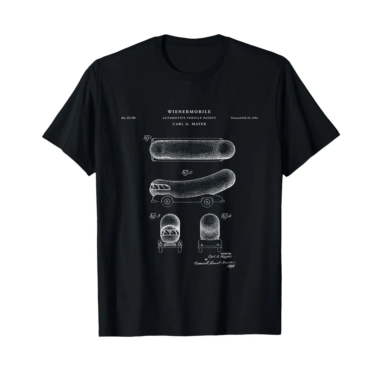 Фото Футболка Wienermobile Patent T Shirt с забавным принтом в виде автомобиля-хот-дога, винтажная, с эффектом потертости, повседневная, мягкая, стильная, унисекс, удобная, в стиле стритвир.