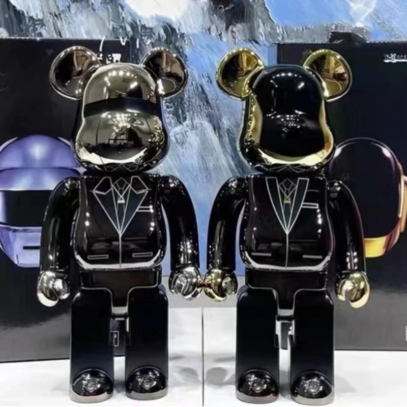 

Bearbricks 400% 1000 Cyberpunk Daft Punk Joint Bright Face Violence Bear Collection Ornament Gloomy Bear Statue Model Decoration