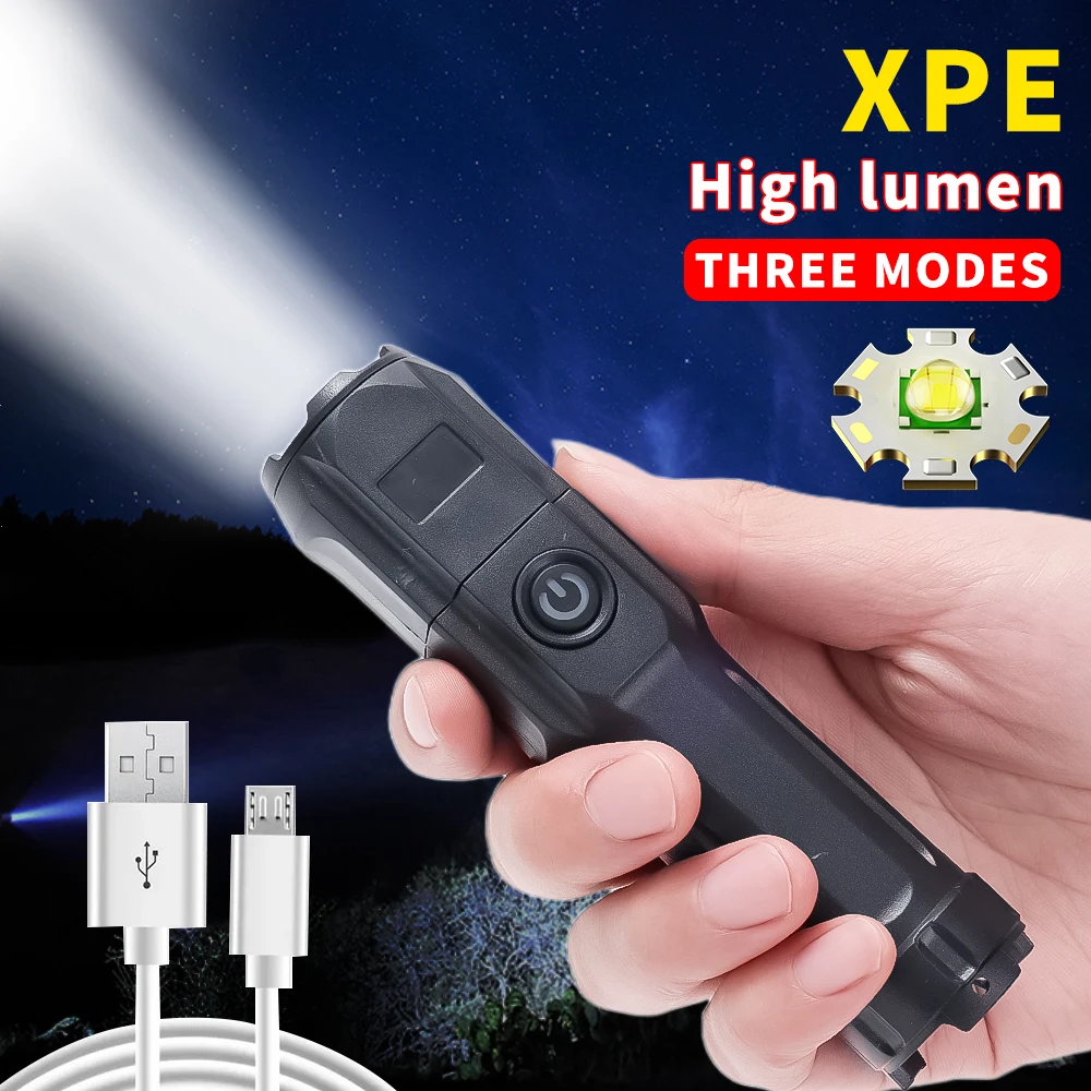 

Bright LED Flashlight USB Rechargeable Strong Focus Flashlight Outdoor Lighting Tools Car Work Light Repair Accessories