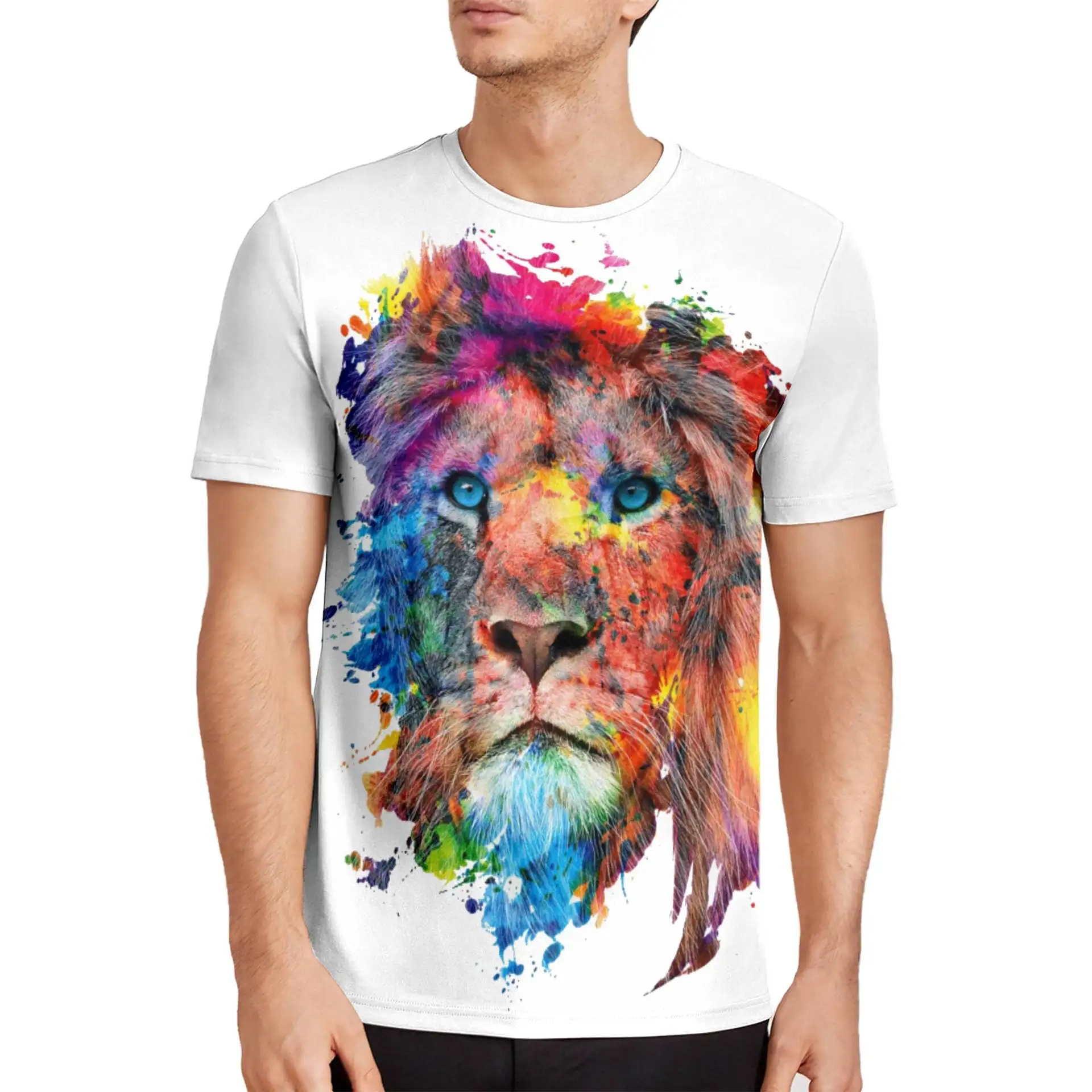

3D digital printing elements men's casual loose digital printing t-shirt