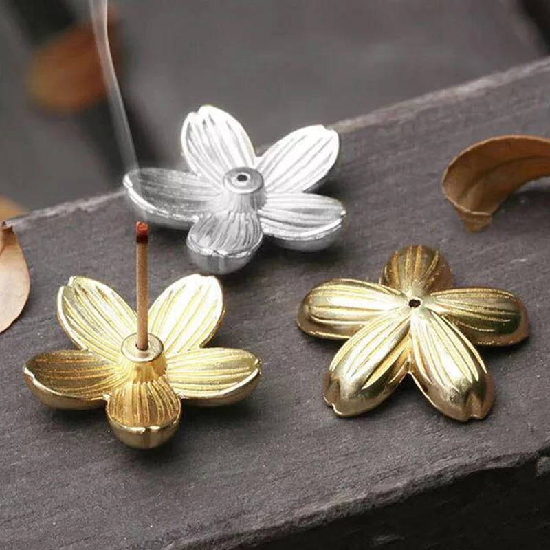 

Antique Copper Incense Holder Mini Cherry Blossom Burner Incense Seat Censer Teahouse Lotus Flower Incense Holders Home Ornament