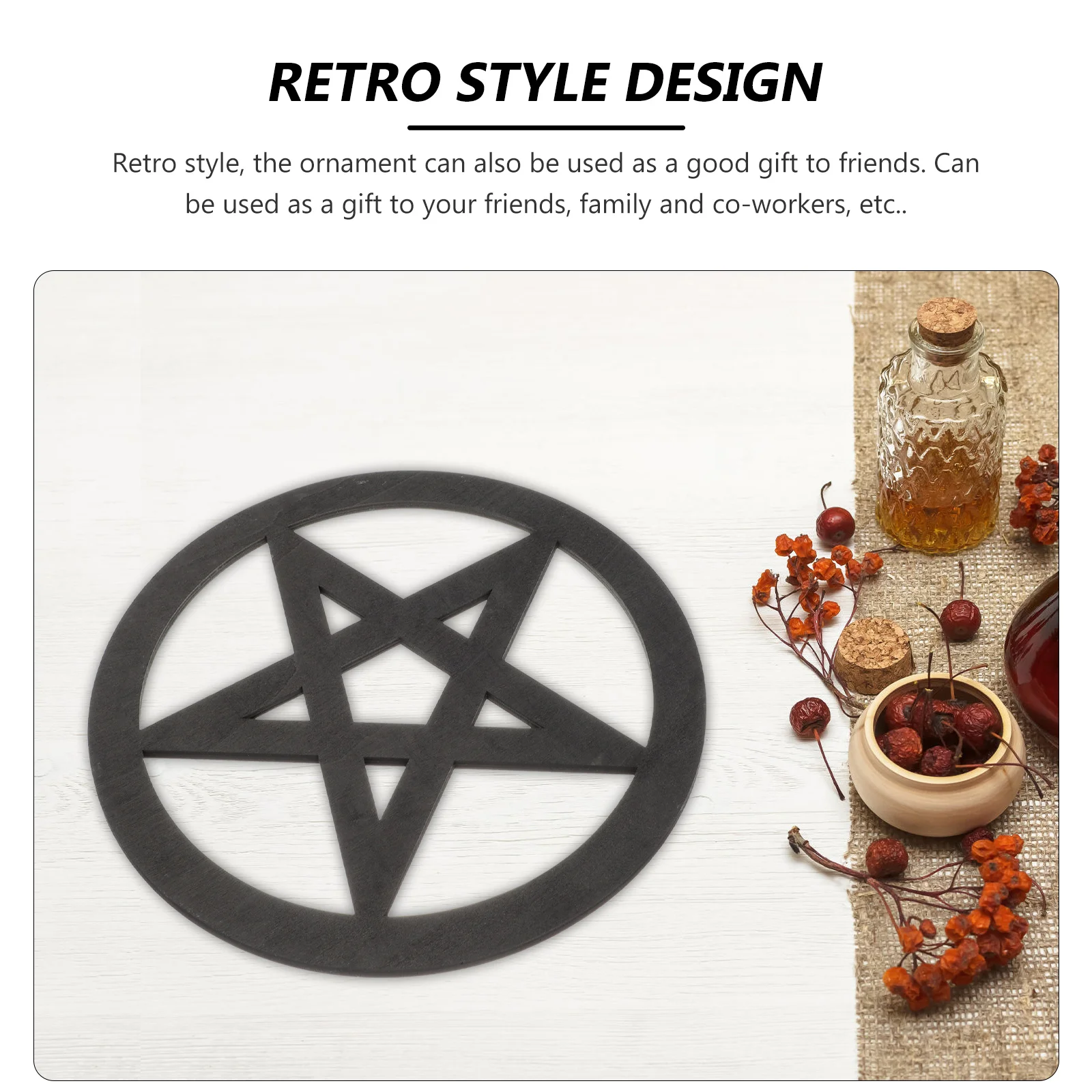 Пентаграмма украшение елочное посох алтарь деревянный пентакль плитка резьба