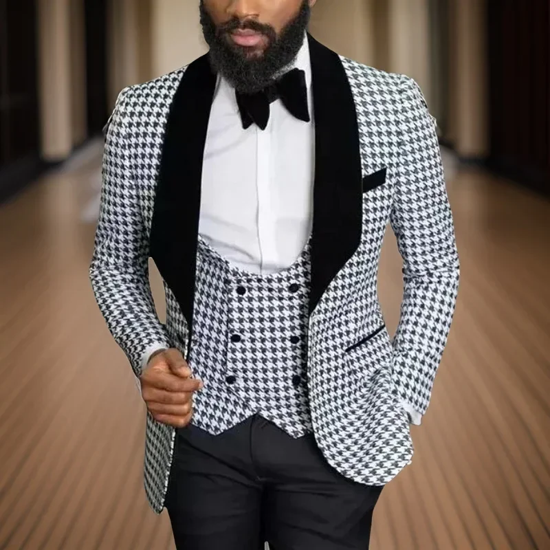 Приталенные клетчатые костюмы для мужчин свадебный смокинг в африканском стиле
