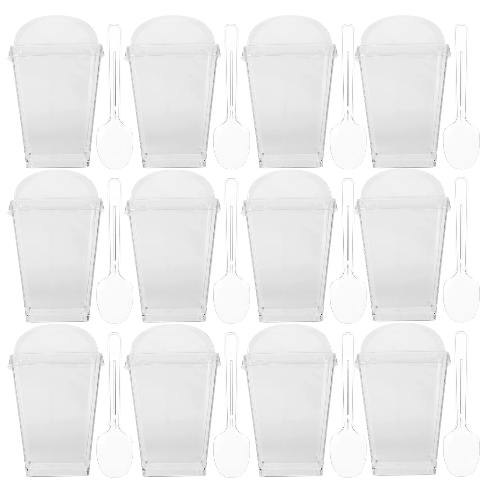 

1 set of Clear Dessert Cups Transparent Ice Cream Cups Mousse Cups with Spoons