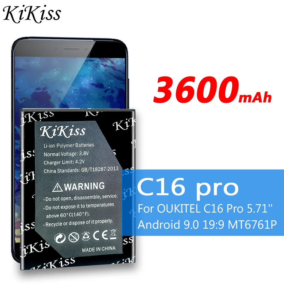 Перезаряжаемый аккумулятор KiKiss C16pro 3600 мАч для смартфона OUKITEL C16 Pro 5 71 дюймов Android 9 0