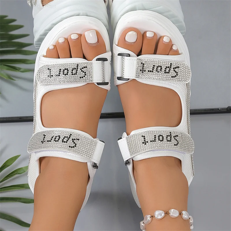 Римские летние женские пикантные новые прогулочные туфли на толстой подошве с