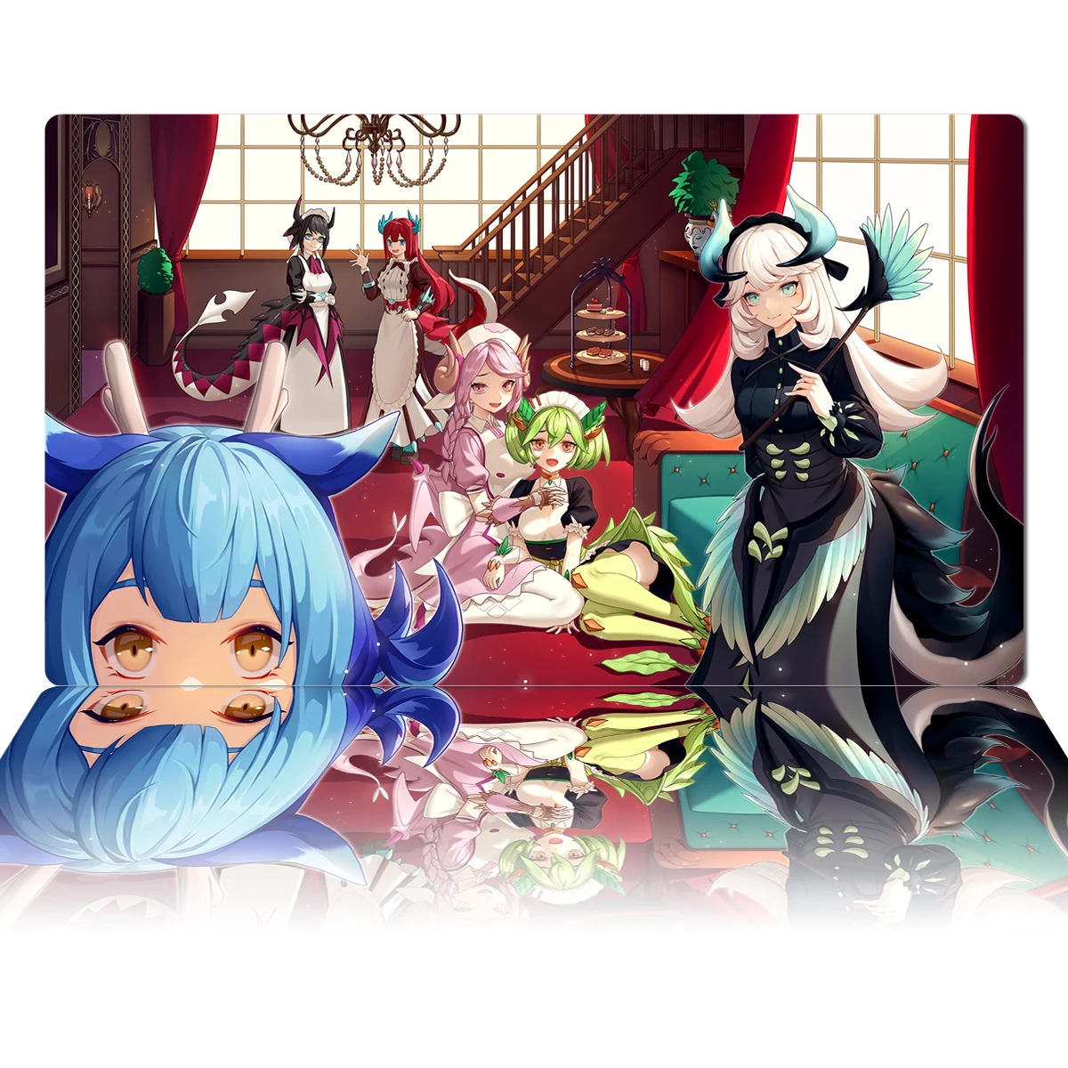 

YuGiOh Playmat Dragonmaid Deck Board Game Duel Card Game Mat TCG CCG Anime Mouse Pad Custom Rubber Desk Mat Zone & Bag 60x35cm