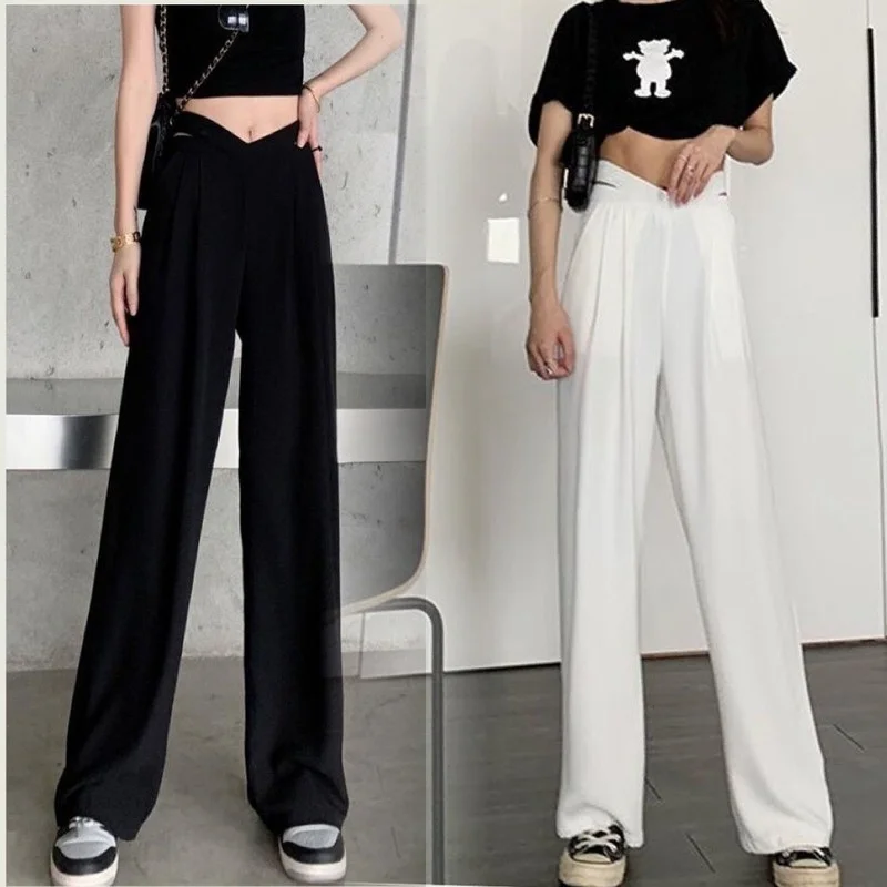 

Casual High Waist Loose Wide Leg Pants for Women Spring Autumn New Female Full-Length White Suits Pants Ladies Long Trousers E87