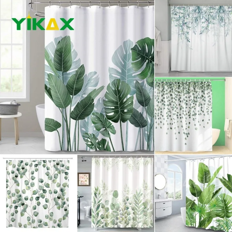 

3D Printed Tropical Green Plant Shower Curtain Flower Landscape Waterproof Fabric Bath Curtain Bathroom Accessorie Decor Cortina