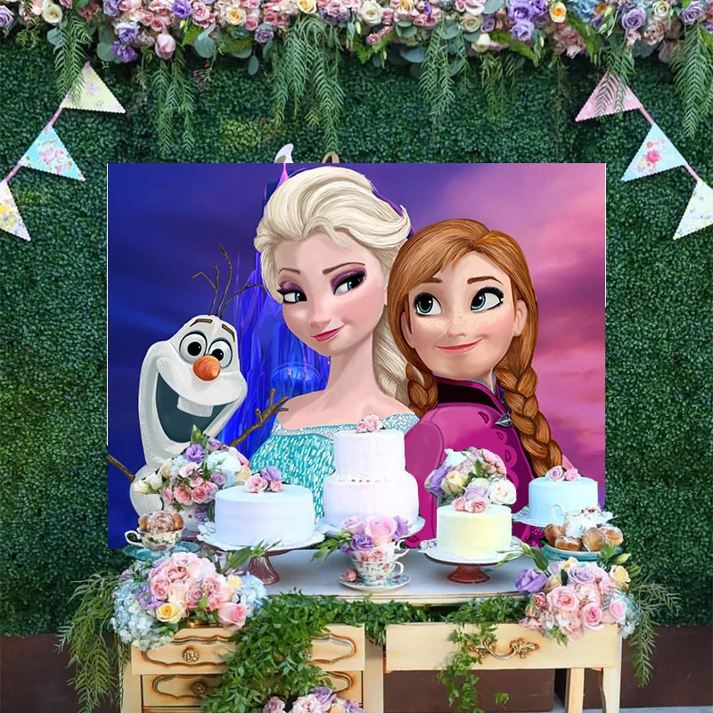 

Disney Frozen Snowmen Olaf Elsa Anna Girl Princess Cartoon Castle Backdrop Newborn Baby Happy Birthday Party Backgrounds Banner