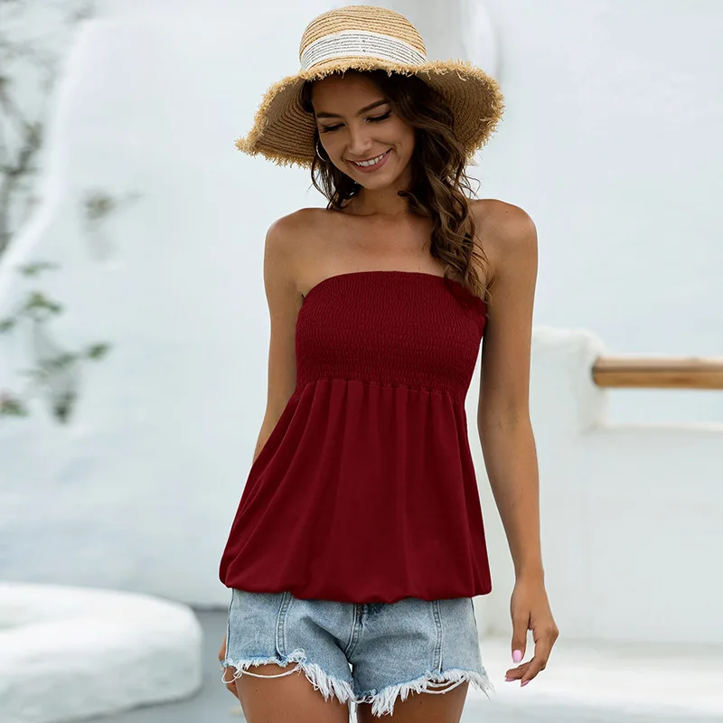

Sexy Bra women's Clothes 2022 Summer New European and American Trend Fashion Leisure Comfortable Off Shoulder Top Wrap Chest
