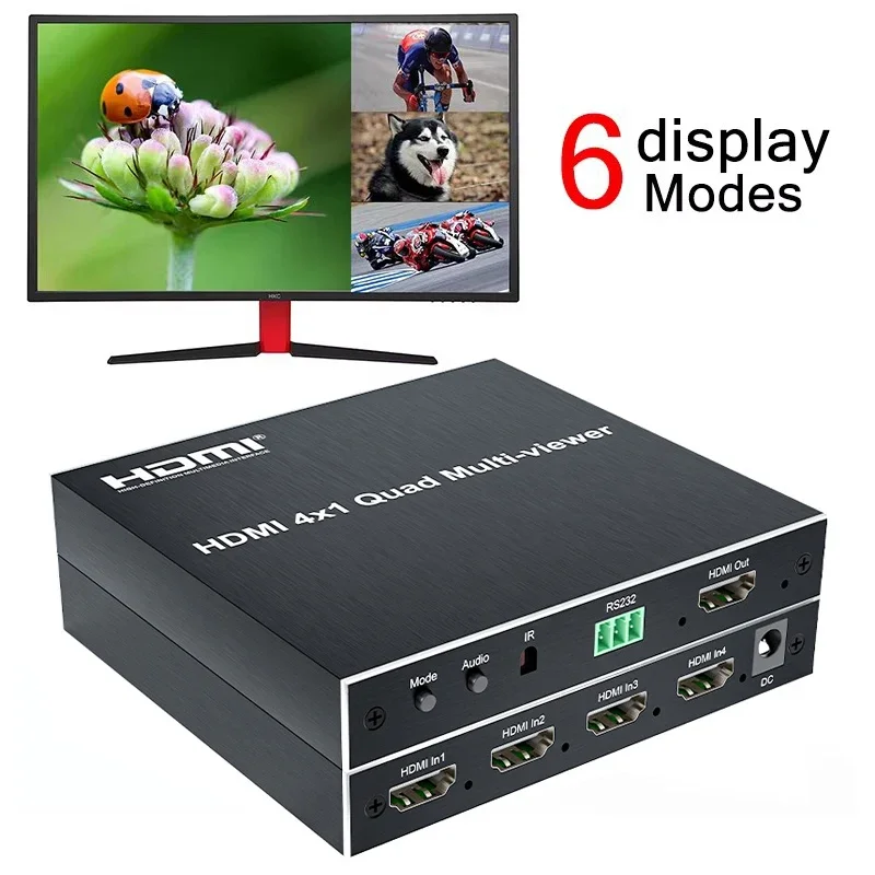 

1080p HDMI 4x1 четырехъядерный мультипросмотр 4 в 1 выход HDMI мультипросмотр экран бесшовный переключатель 6 режимов отображения канальный мультиплексор для видео