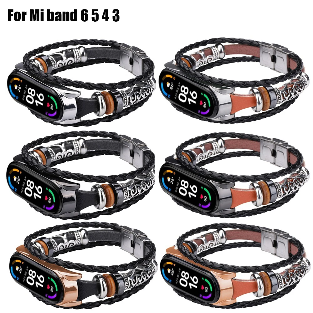 

Strap For Xiaomi Mi Band 6 4 3 Trendy Vintage National Watch Strap For Bracelet On Mi Band 3 4 5 6 Wristband Watches Accessories