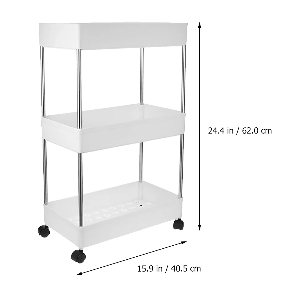 

New Cart Floor Plastic Cart Bathroom Storage Shelving Wheels Storage Rack Shelf Office Trolley Multifunction Kitchen