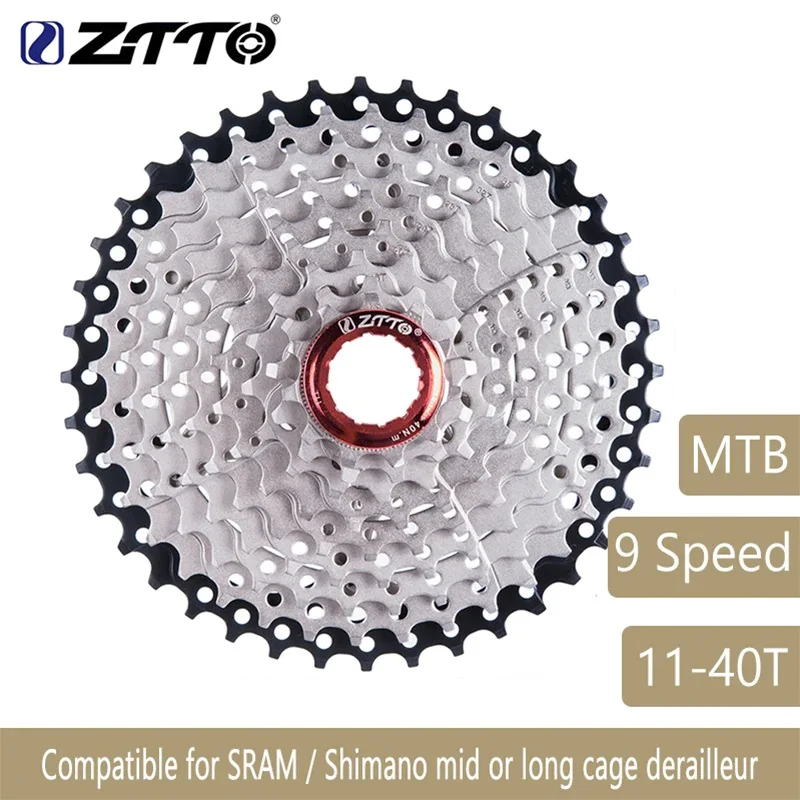 

ZTTO Mountain Bike MTB 9 Speed Cassette 9 Velocidade 9S 40T Bicycle Parts Wide Ratio Cassete Freewheel For SRAM Shimano Sunrace
