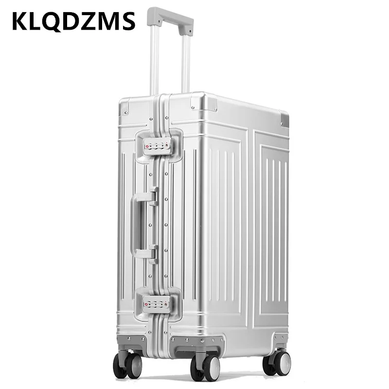 

KLQDZMS 20''24''26''29 Inch New Luggage All Aluminum Magnesium Alloy Trolley Case Universal Boarding Box Rolling Suitcase