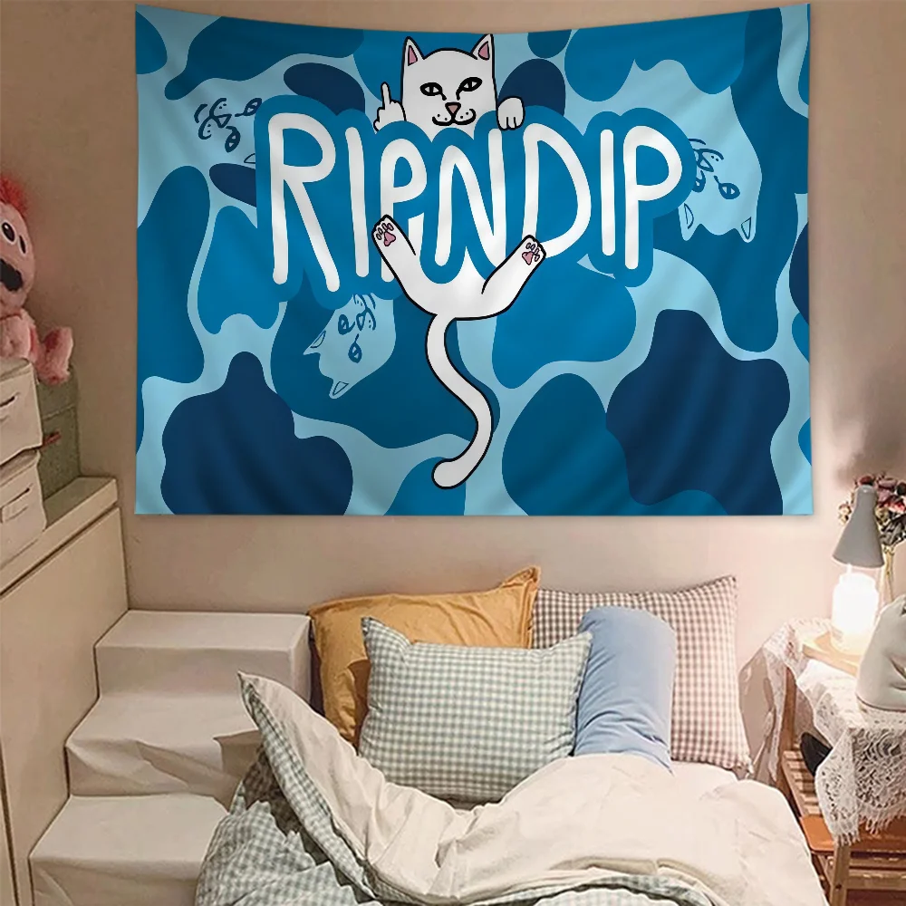 Cat R-Ripndips Hippie Wall Hanging Tapestries For Living Room Home Dorm Decor Art