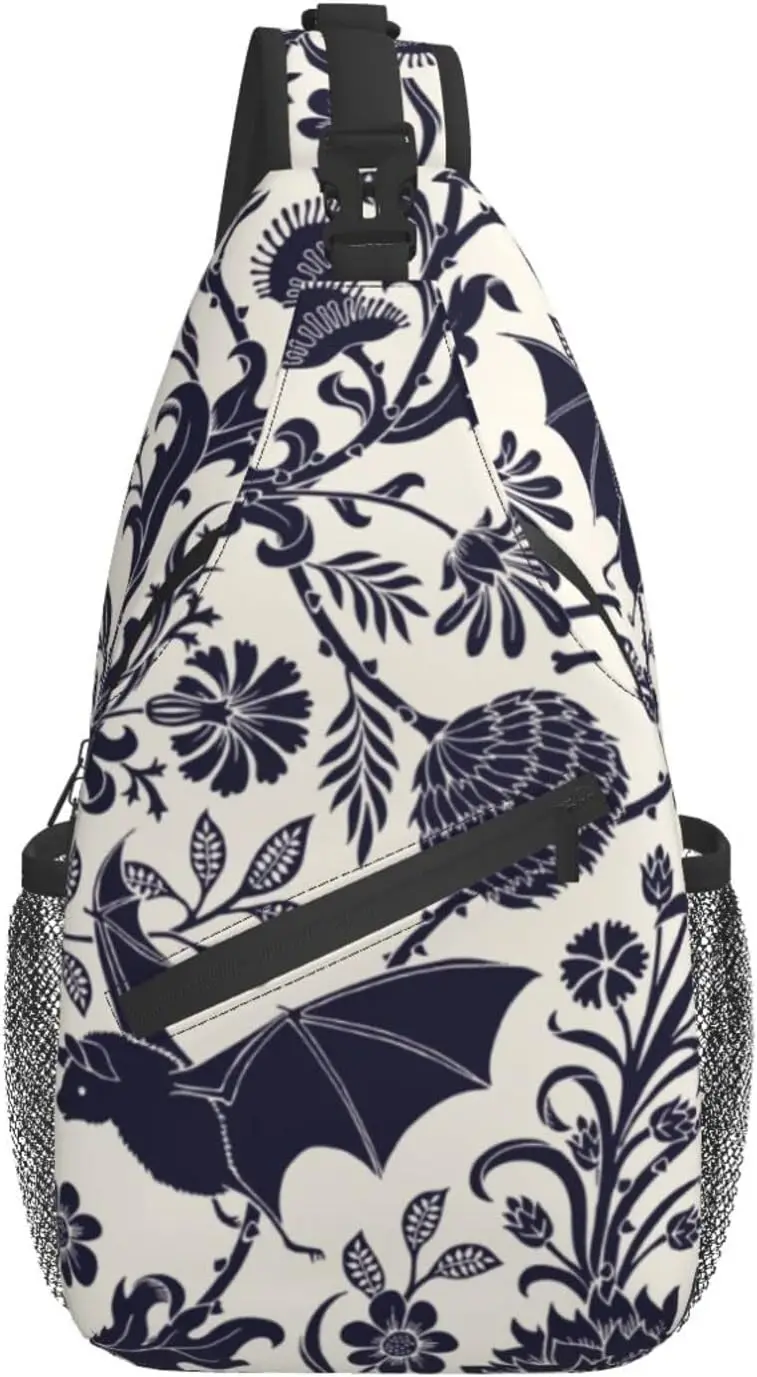 

Halloween Bat Flower Large Crossbody Backpack Sling Bag for Men Women Daypack, Sling Bag with Water Bottle Holder for Travel