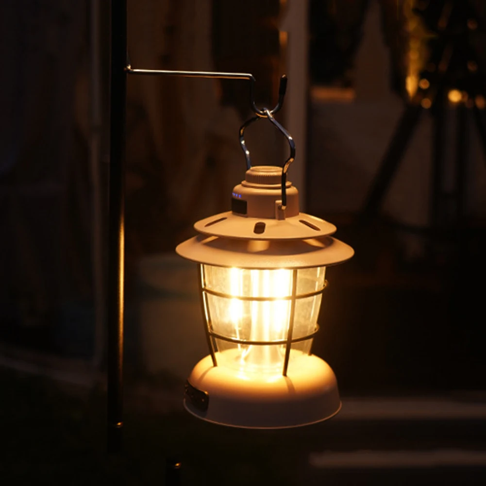 

Светодиодный фонарь для кемпинга с зарядкой типа C, водонепроницаемый походный фонарь с плавным затемнением, в стиле ретро, портативный, для...