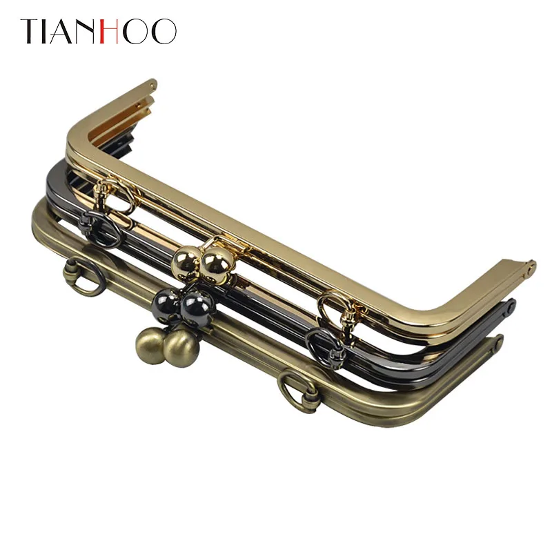 Portemonnee Sluiting Pet Bag Sluiting Portemonnee Gesp Glanzend Geen Gat Vierkant Grote Bal Portemonnee Frame Brons Zwart Goud V