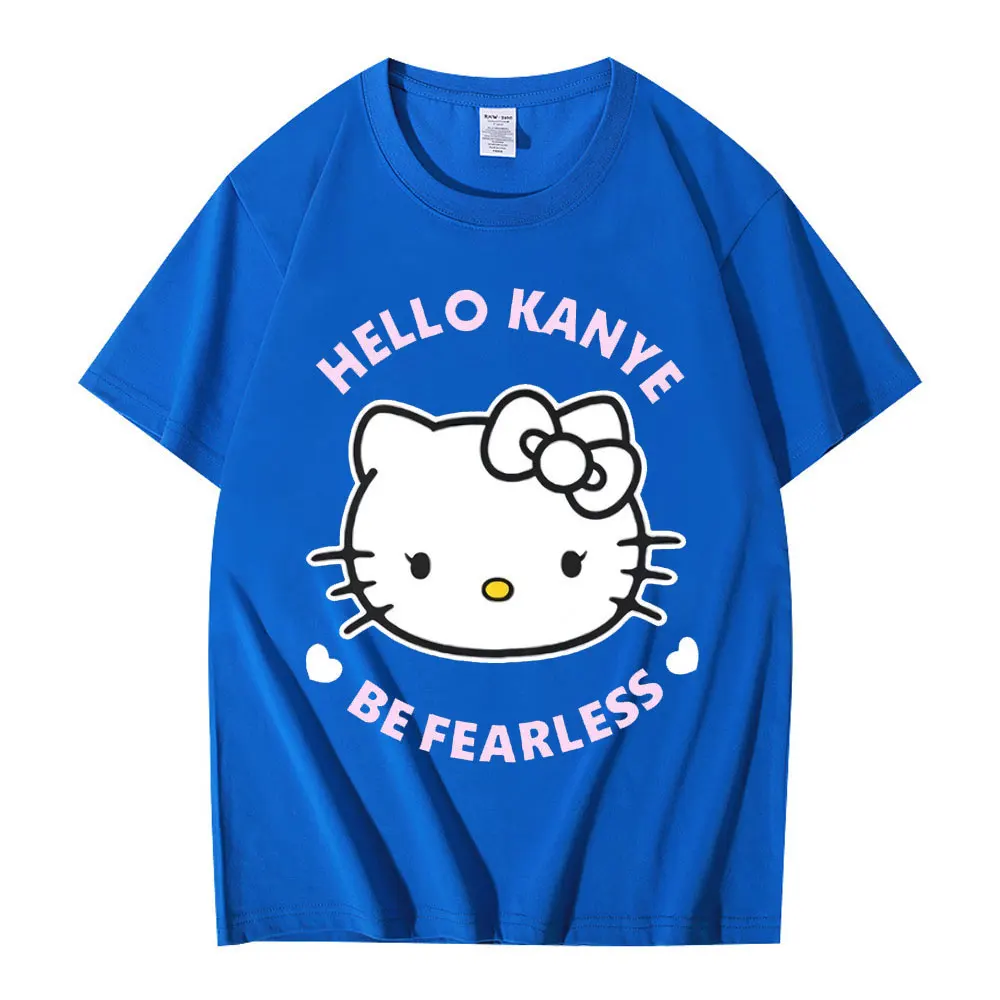 Hello Kanye West T-shirt Hip Hop Streetwear Men Women High Quality Cotton Vintage T Shirts Fearless Short Sleeve T Shirt Unisex images - 6