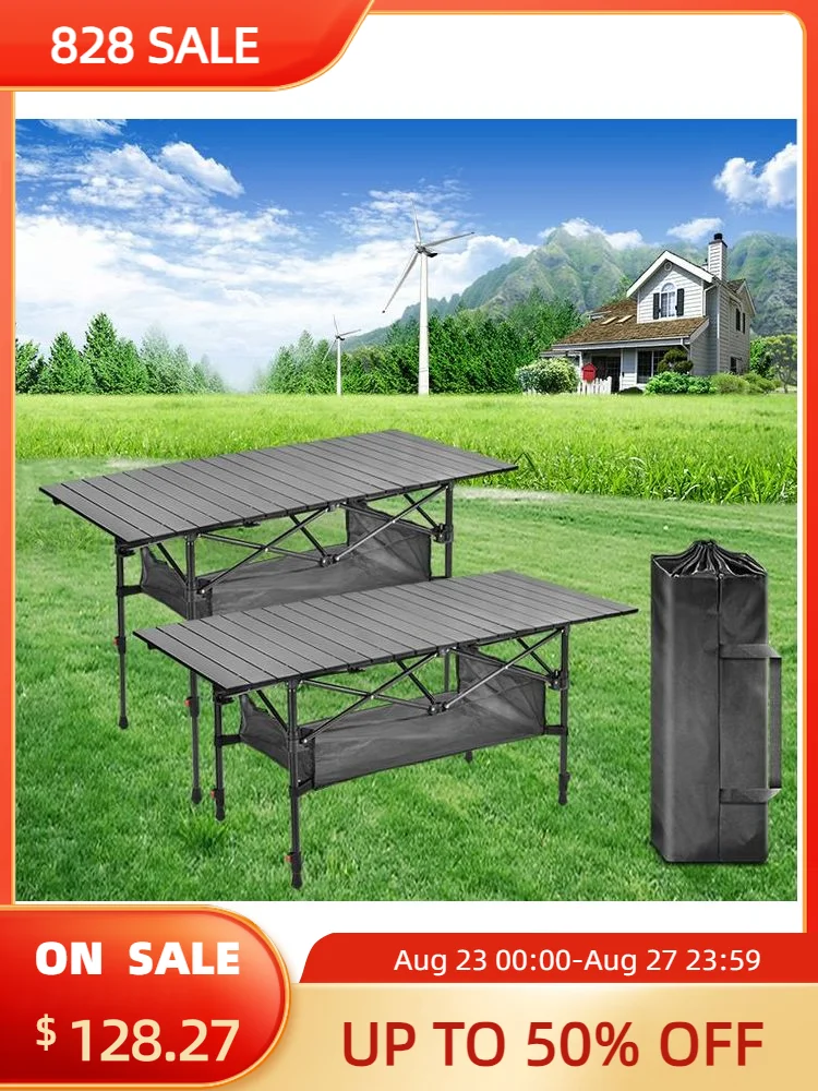 Camping Table Collapsible Equipment Backpacking Tourist Desk Supplies Barbecue Lightweight Roll Nature Hike Outdoor Furniture